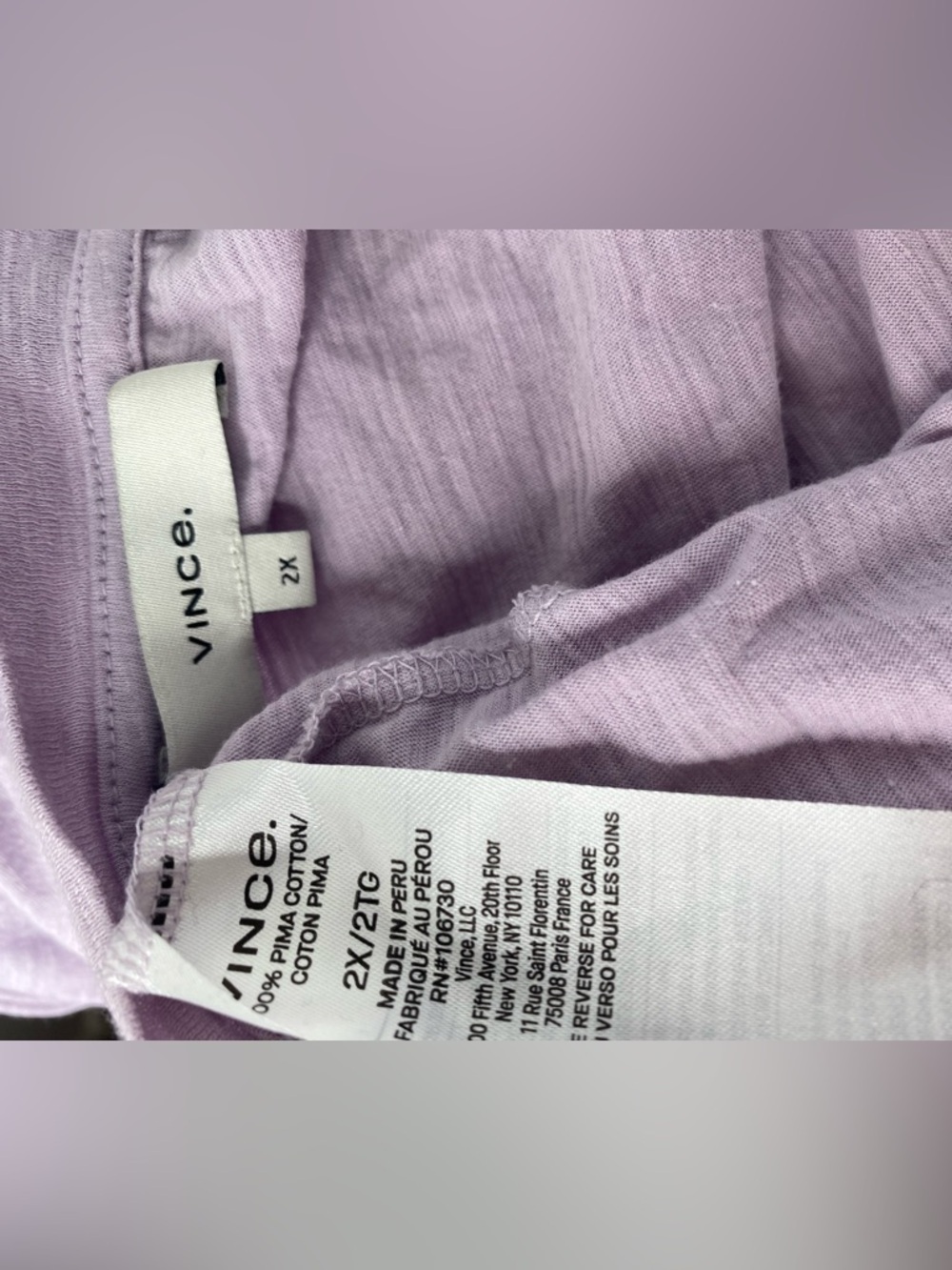 Vince 2X Pastel Lavender Crewneck Tee - Picture 2 of 5